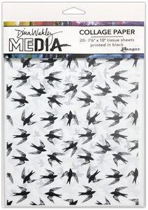 Dina Wakley Media Collage Tissue Paper 20 sheets 7.5in x 10in FLYING THINGS MDA81814