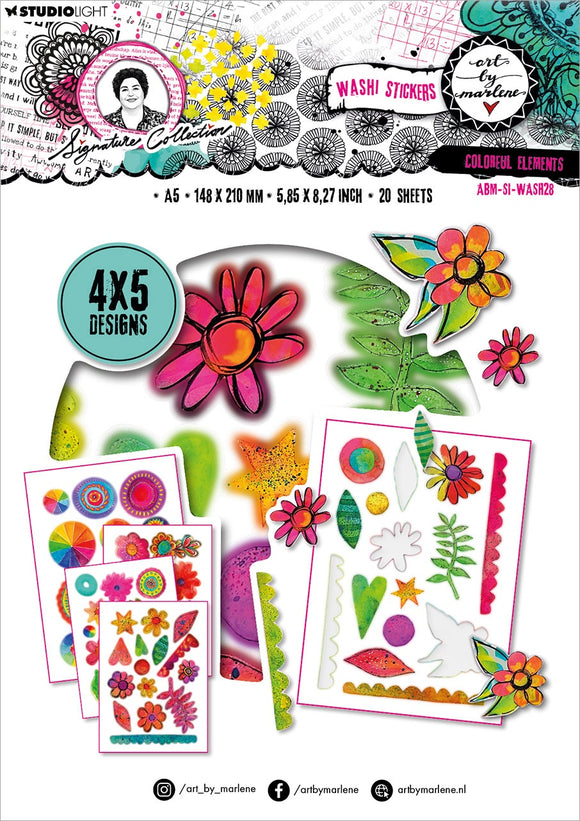 Art by Marlene COLORFUL ELEMENTS Washi Stickers