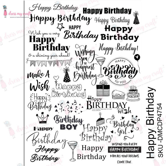 Happy Birthday Transfers 22cm x 30cm