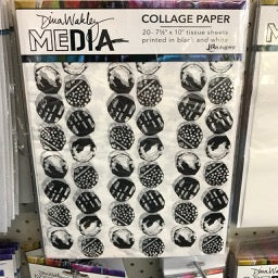 Dina Wakley Media Collage Tissue Paper Backgrounds 10 black printed & 10 white printed sheets 7.5in x 10in MDA663933