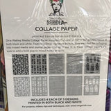 Dina Wakley Media Collage Tissue Paper Backgrounds 10 black printed & 10 white printed sheets 7.5in x 10in MDA663933