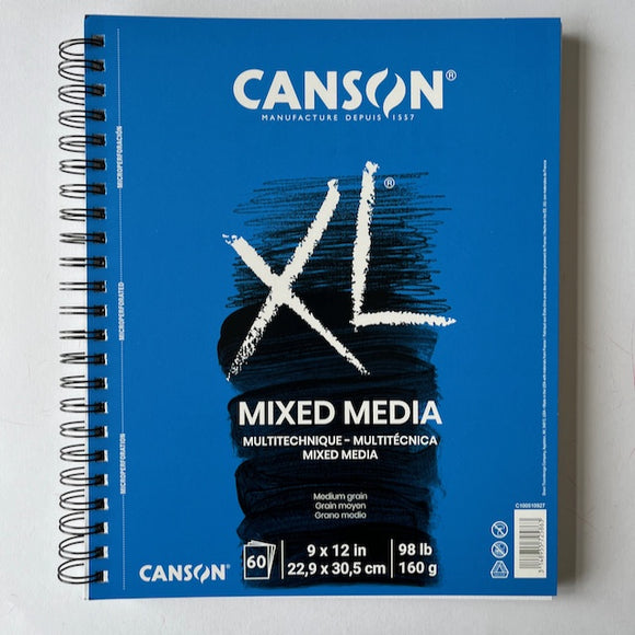 Canson XL MIXED MEDIA  spiral bound 98lb 9in x 12in 60 sheets