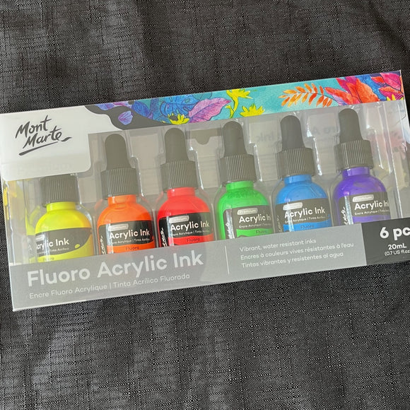 Fluro acrylic inks - 6 pc