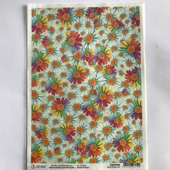 Ciao Bella A4 Rice Paper 28 gsm Love Peace Joy, The Seventies The Seventies CBRP092