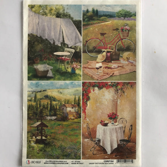 Ciao Bella A4 Rice Paper 28 gsm Under The Tuscan Sun CBRP104
